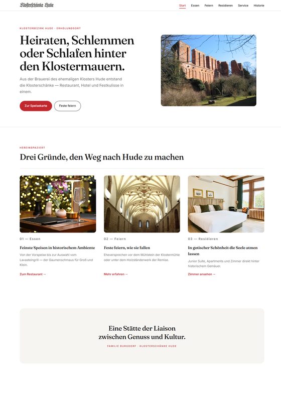 Vorschaubild Variante 3: helles, minimalistisches Layout mit Backsteinruine